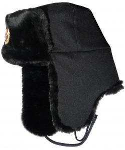 China Black Mens Waterproof Winter Hats , Faux Fur Ski Warm Winter Hats With Ear Flaps on sale