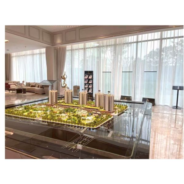 Contemporary Architectural Scale Model Illuminated Towers 1:150 Scale Model