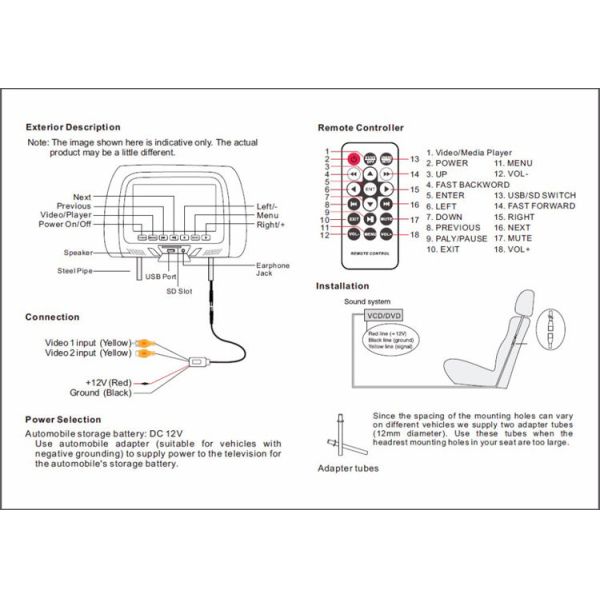 7" Universal Headrest LCD Screen TFT Monitor For Taxi Car Rear Seat