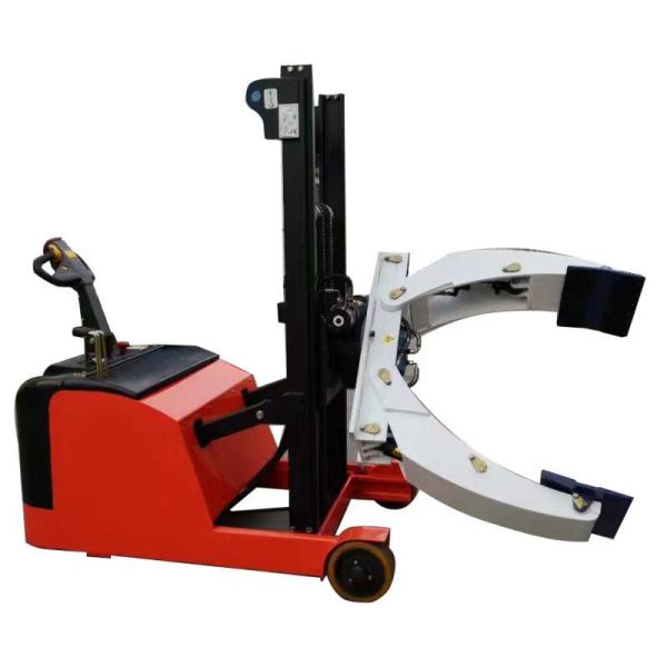 Easy-to-operate manual paper roll stacker roll lifter with clamps and nylon wheels 90 180 360 rotation
