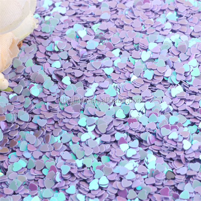 Thousand Choices Offered Sequins 3mm Peach Heart Shape Mixed Glitter PVC Material for Artware