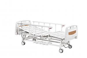 China Two Crank Manual Care Bed PP Head Board Central Control Wheel Manual Hospital Bed on sale
