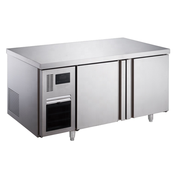 2-Door Commercial Kitchen Stainless Steel under Counter Freezer Portable Installation Refrigerated Workbench Type Ice Machine