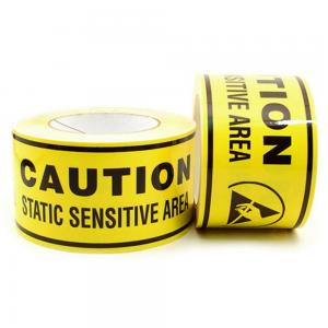 China Caution Electronic Packing ESD Warning Tape  PVC Protection Acrylic Adhesive Tape on sale