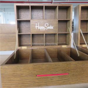 China Wood Clothing Store Fixtures , Table Top Lockable Cotton Socks Display Case on sale