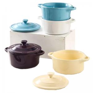 Quality Mini Stoneware Ceramic Oven Bowl Pot For Creme Brulee Cake Oven for sale