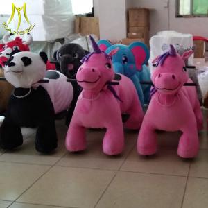 China Hansel  indoor and outdoor riding games zoo animals kiddie ride panda plush toy on sale