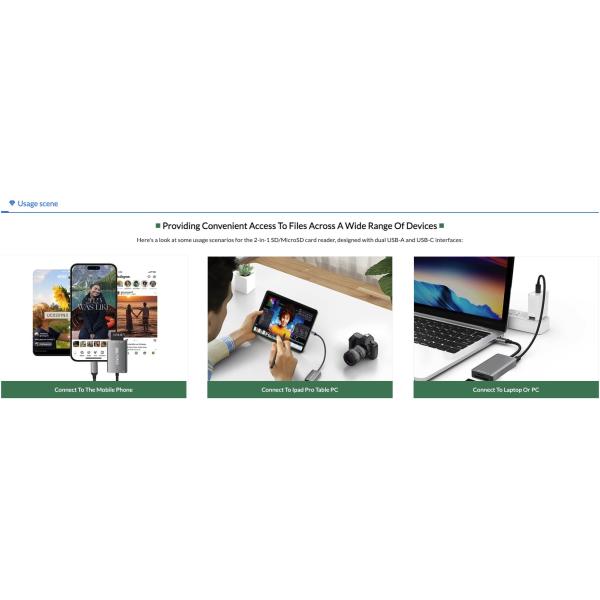 USB 3.0 And USB Type C OTG USB Hub With Card Reader Combo 20CM USB A Extension Cable Manufacturer