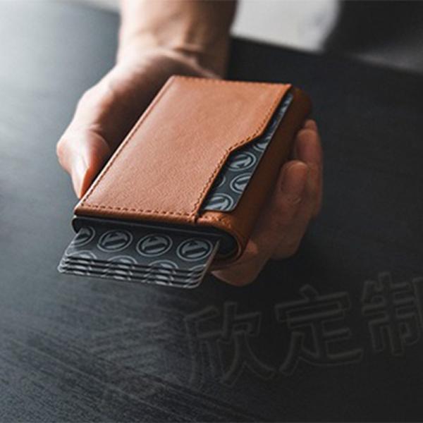 Credit Card Real Leather Automatic Pop Up Card Holder Wallet for Men and RFID Blocking