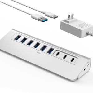Quality Aluminum Alloy ABS Housing USB-C Hub Multiport Adapter with Ethernet Cable and Type Switch Function for sale