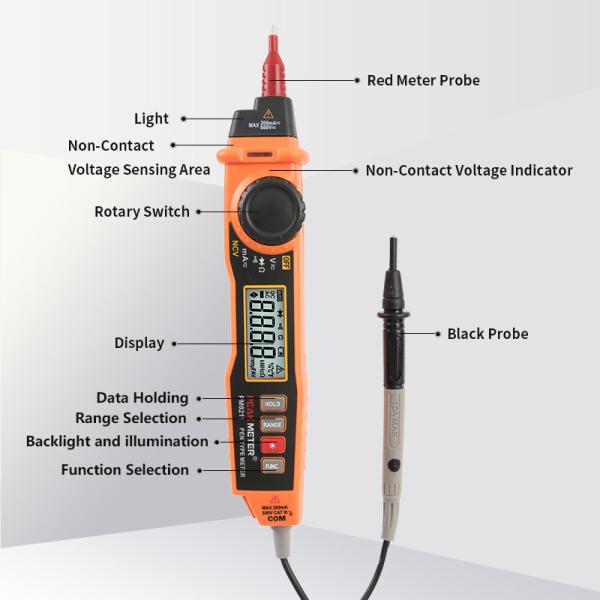 Pen Style Auto Electrical Tester Multimeter Non - Contact Voltage Prolate Shape