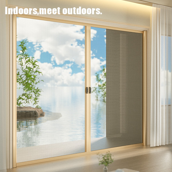Aluminum Frames Mosquito Net Sliding Retractable Screen Door Systems Black