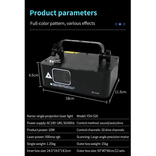 500mw Disco Laser Light Indoor Work Light IP33 Dj Laser Light Projector