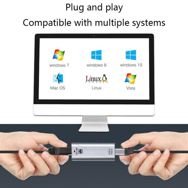 USB C Female to Ethernet Port Adapter 10/100/1000 Mbps Speed for Fast Network Connection
