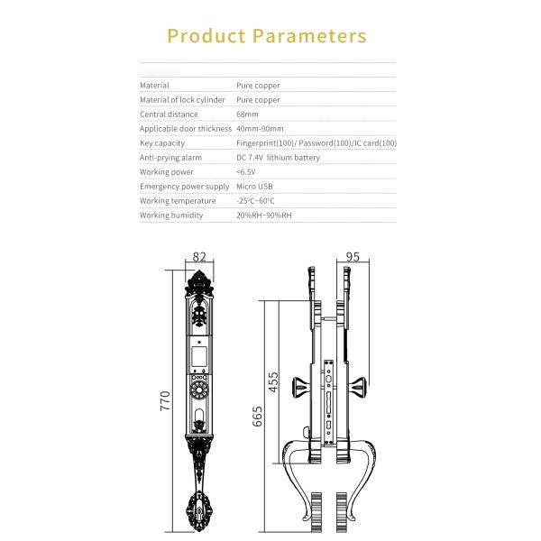 Tuya 7.4V Keyless Deadbolt Lock With Biometric Fingerprint Recognition