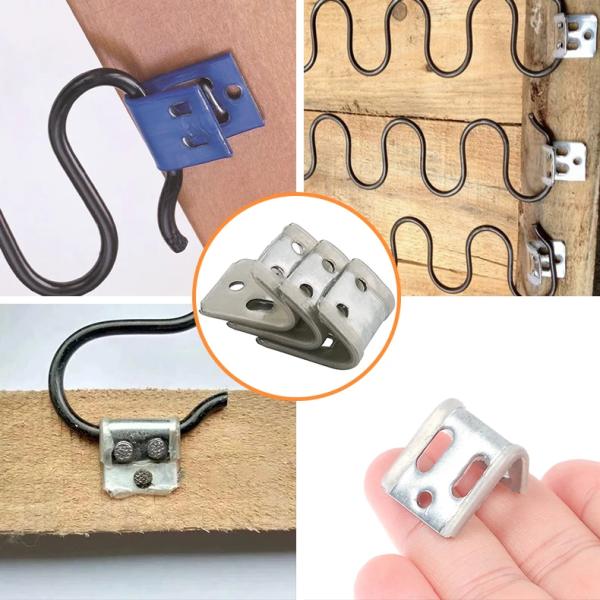Half Plastic Covered Sofa Accessories 4-Hole Spring Clip For Firmly Hooking Snake-Shaped Springs