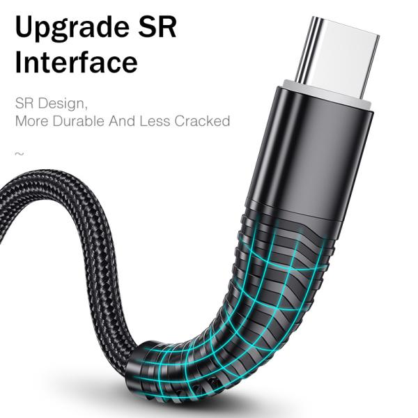 0.5m 1.2m 3A Type C Nylon Braided Fast Charging USB Cable