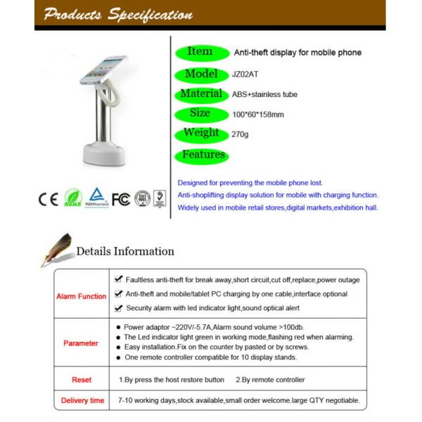 iphone 6 samsung mobile phone anti shoplift display holder alarm