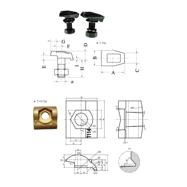 Elevator Parts Elevator Guide Rail Clip , T Type Rail Clip T1 T2 T3 T4 T5