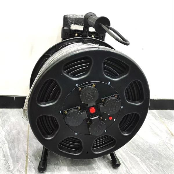 Buy Customizable 100m EU Cable Reel Electrical Retractable Extension Cord Reel Portable Industrial Equipment 16A Power Cord at wholesale prices