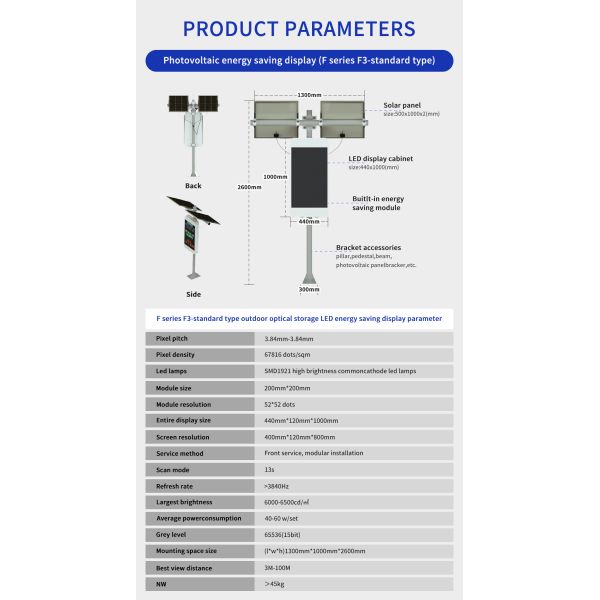 Energy Saving Solar LED Display with Remote Content Management and Front Service Modular Installation