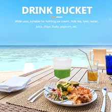 Clear Plastic Container With Lid Ice Cream Bucket Food Storage Container Freezer Storage Bucket Square Plastic Pails With Handle For Home Kitchen