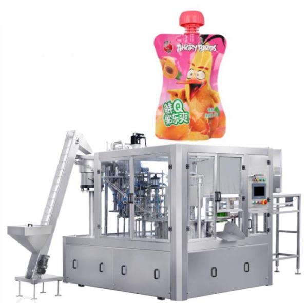 Buy Rotary automatic standup spout stand-up pouch filling & and screw-cap screw capping machine for jam gel shampoo detergen at wholesale prices