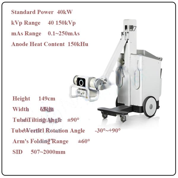 Mobile and digital x ray machine with big castors
