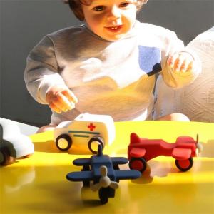 Quality custom and wholesale  Safe Silicone Vehicle Toys set for Babies ambulance truck motorcycles runny car toys for sale