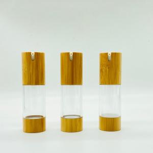 China Gold Bamboo Airless Pump Bottle 30ml 1.01oz Airless Dispenser Bamboo Containers For Cosmetics on sale