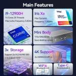 Intel Core i9 12900H Mini PC With Dual HDMI Dual LAN And DDR4 64G
