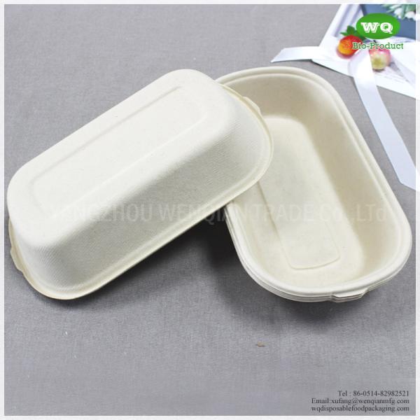 Eco-Friendly Sugarcane Pulp 850ml Package Box With Lid -100% Biodegradable Microwavable Lunch Box Food Packaging Box