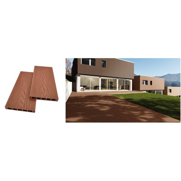 3D Embossed Wood Grain WPC Decking Patio Anti-Slip Outdoor Flooring