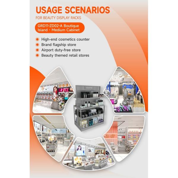 GDR11-ZD02-A Cosmetics Retail Display with LED Light Strips and T-Pillars and Power Tracks for Retail Stores