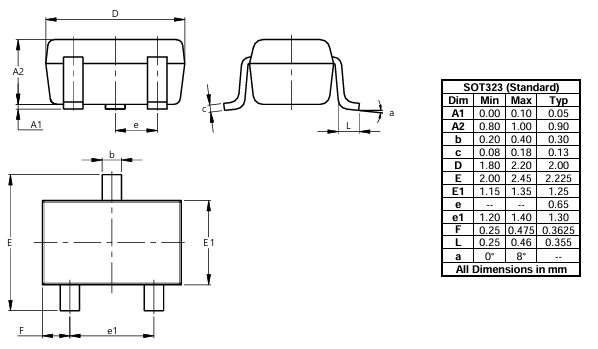 BAS70W-7-F Dual Series Schottky Diode 70V Reverse Voltage 200mA Forward Current Low VF and Leakage SOT-323 Package High-Speed Switching Ideal for