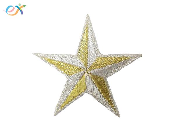 Gold Thread Star Embroidered Military Patches Design Sew On Backing Type For