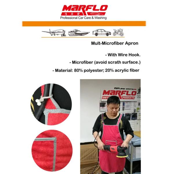 Soft And Thin Microfiber Detailing Apron In Red Gray Colors Lightweight