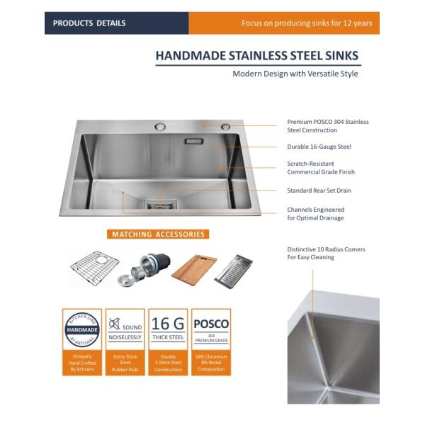 82x45 Rectangular Stainless Steel Sink , 18 Gauge Undermount Sink