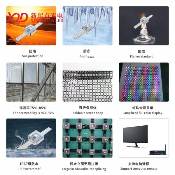 High Definition DMX512 Control LED Mesh Display for Indoor and Outdoor