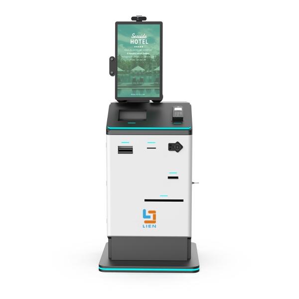 Hotel Self Check In Kiosk With Passport Scanner / Card Encoder Cash Payment