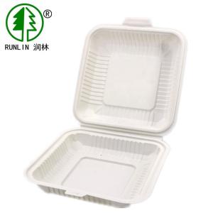 Quality Sugarcane White Eco Friendly Container Biodegradable Compostable Bagasse Clamshell for sale