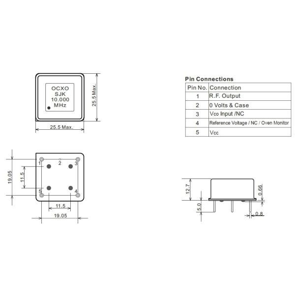 1649397387845729.jpg 25 X 25 X 12mm OCXO 5~100MHz 5.0V Or 12V ±100ppb For Reference Timing Circuit
