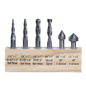 6Pcs 3D CNC Carving Bit 1/4" Shank Wood Carving And Engraving Drill Bits