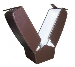 Quality Luxury PU Leather Wine Packaging Box Single Bottle Wine Boxes With Leather String for sale
