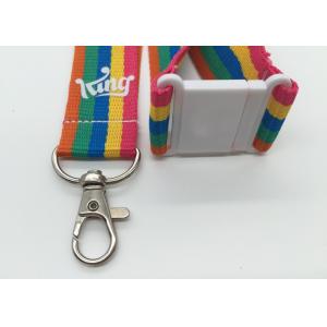 Rainbow custom logo Silk Screen Lanyards , safety release lanyards with buckle