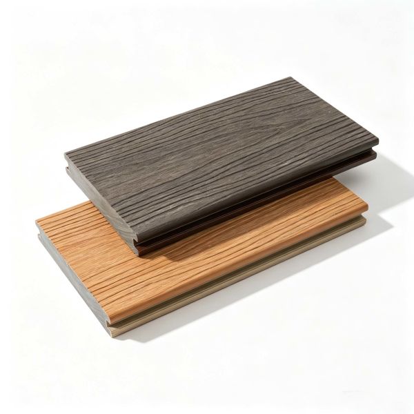 140x25mm WPC Solid Decking 3D Embossed Durable Weather Resistant Outdoor Flooring