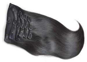 Quality Natural Black 100 Human Hair Clip In Extensions Healthy From One Single Donor for sale