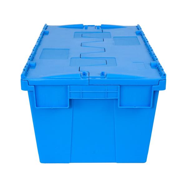 Buy Reusable Attached Lid Container Nestable Logistic Moving PP Solid Box with Hinged Lid at wholesale prices