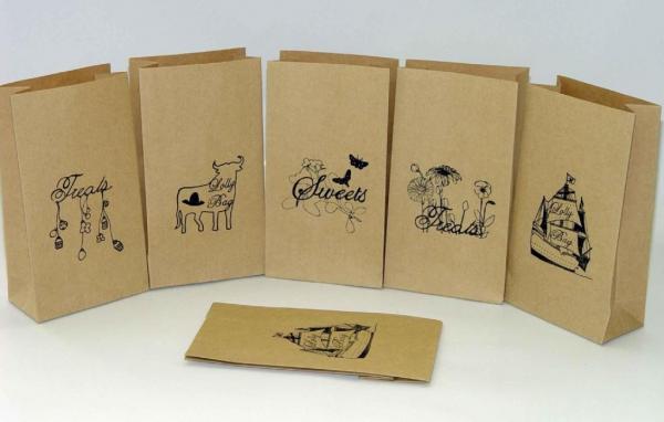 Buy Customized Flat Bottom Brown Kraft Paper Bags Top Open for Snack at wholesale prices