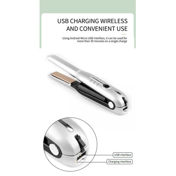 5V Mini Cordless Flat Iron Straightener Ceramic Coating Plate